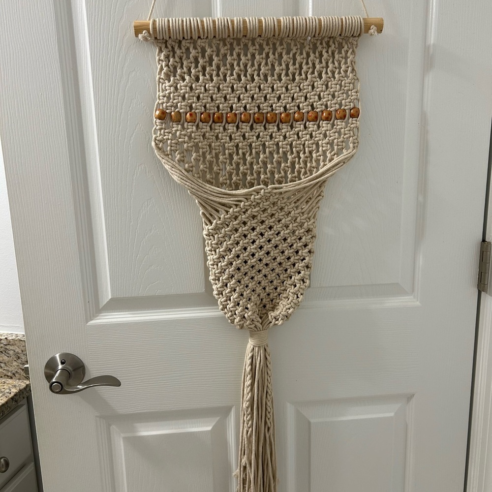 Handcrafted Macramé Wall Hanging in Cream and Brown